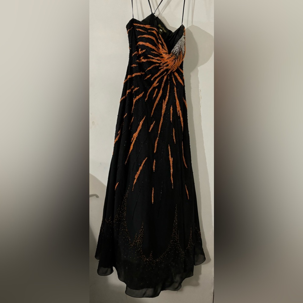 Black and orange prom dress 14